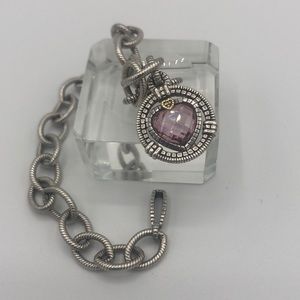 Judith ripka charm bracelet with pink quartz